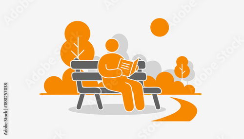 Reading in Park: Relaxing Outdoor Leisure Activity Illustration