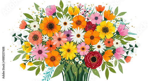 Vibrant Spring Bouquet for Floral Design, Greeting Cards, Website Banners, and Celebrations