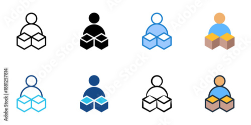 Supplier icons set multiple style collection. Editable stroke 
