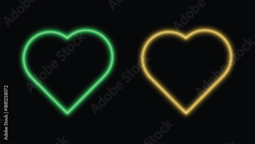 Neon glowing heart love shape
