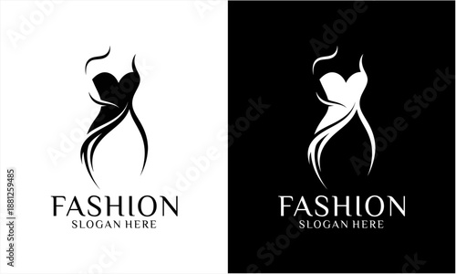 Elegant Fashion Dress Logo Design with Stylized Gown Silhouette.
