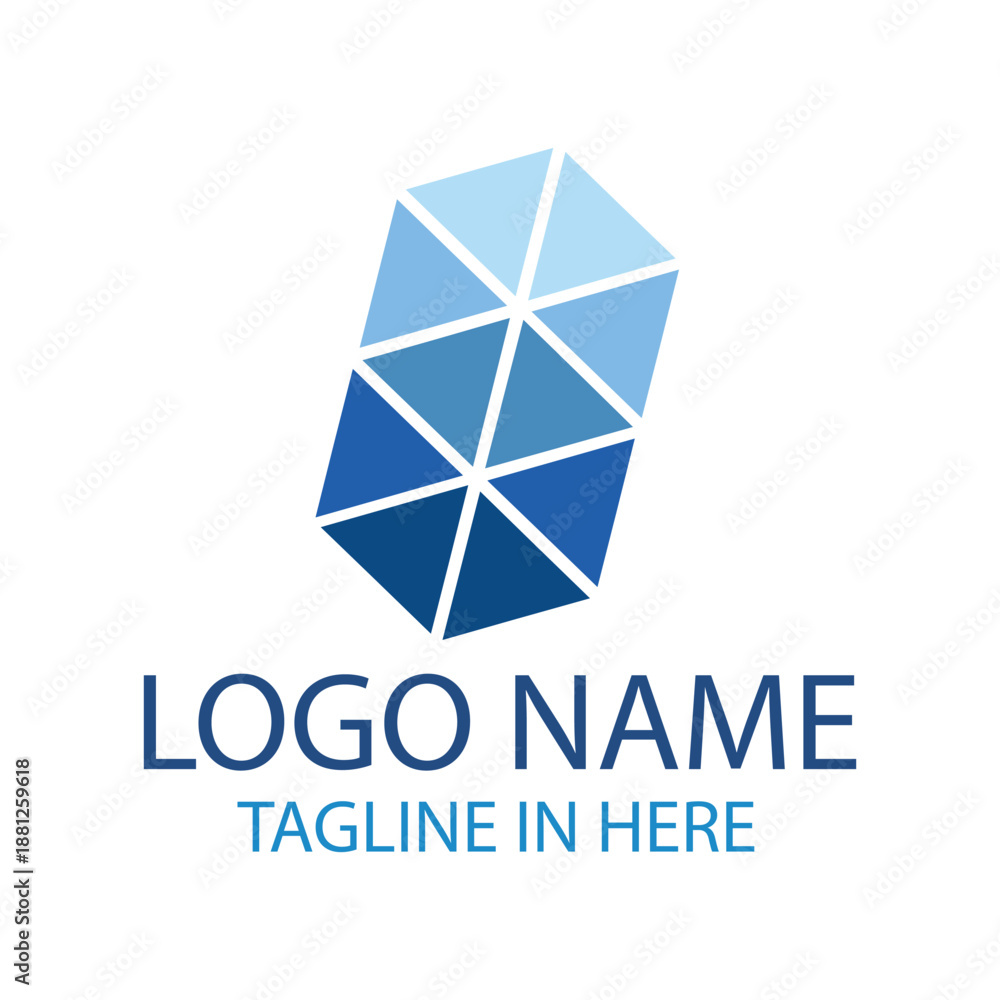 Fototapeta premium Blue diamond gradient mosaic sign logo vector. Crystal gem shape