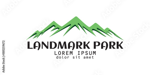 Green mountain logo design icon vector minimalist. Landmark park mount everest symbol illustration. Visual image illustration nature design template