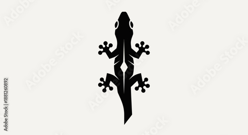Black and white lizard silhouette illustration on a plain white background