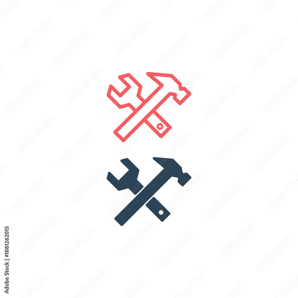 Fototapeta premium Hammer icons set illustration isolated vector sign symbol.
