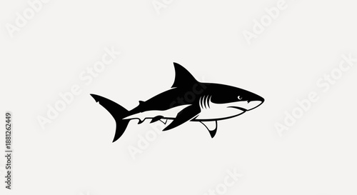 Black and white shark silhouette illustration for design and print projects