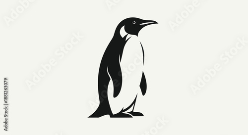 Black and white penguin illustration on white background isolated design