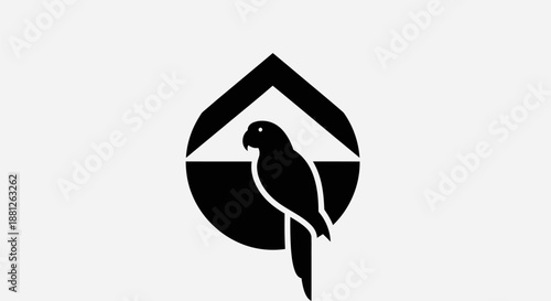 Black and white parrot logo illustration for conceptual design