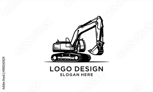 Heavy-duty excavator machine for construction and earthmoving operations.