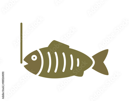 Grilled fish line and glyph icon, food and keto diet, fried fish sign vector graphics, editable stroke linear icon
