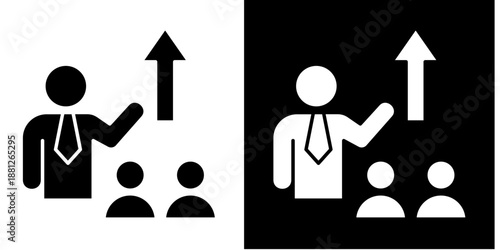 Leadership Training Icon Set White Glyph Style Collection
