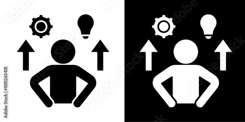 Professional Development Icon Set White Glyph Style Collection
