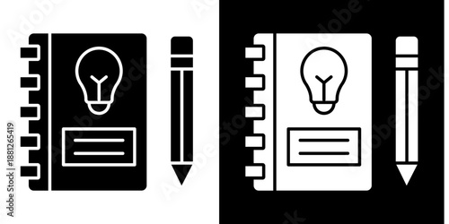 Learning Journal Icon Set White Glyph Style Collection
