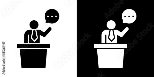 Leader Speech Icon Set White Glyph Style Collection
