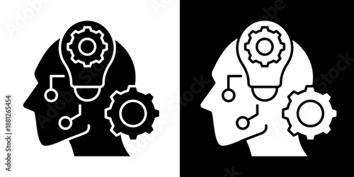 Critical Thinking Icon Set White Glyph Style Collection
