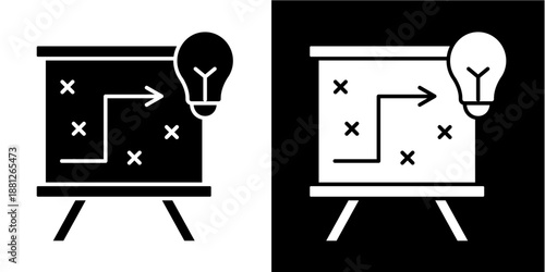 Strategic Planning Icon Set White Glyph Style Collection
