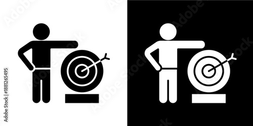 Leadership Goals Icon Set White Glyph Style Collection
