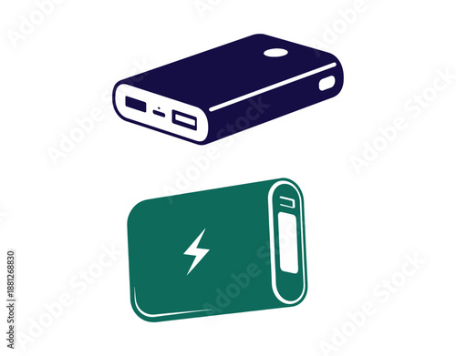 design of a portable power bank in a simple vector style

