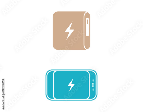 Simple vector icon logo design for a portable power bank

