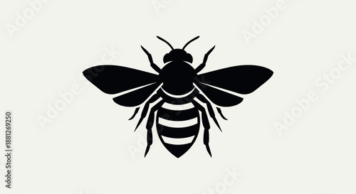 Black bee silhouette on white background vector illustration