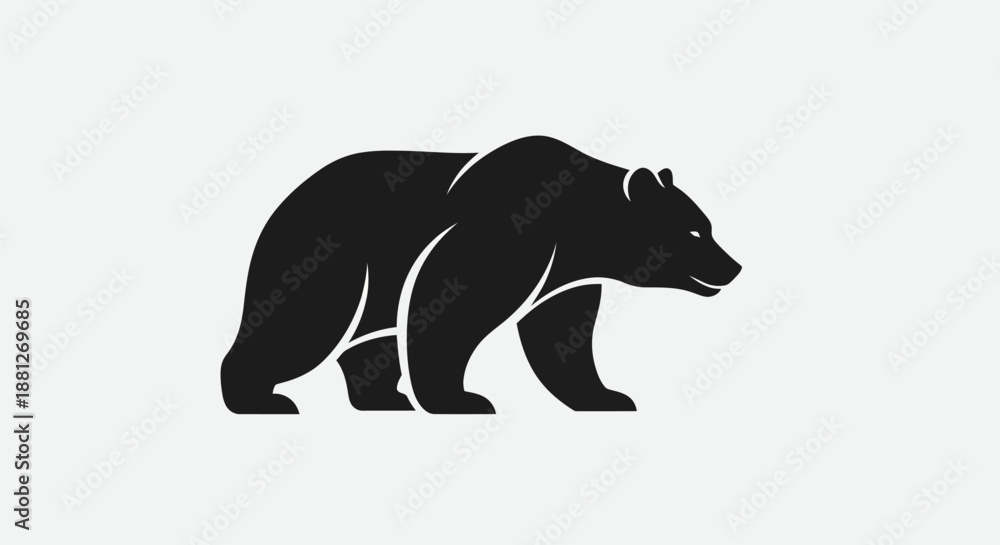 Obraz premium Black bear silhouette on white background design element illustration