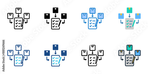 Supplier Audit icons set multiple style collection. Editable stroke 
