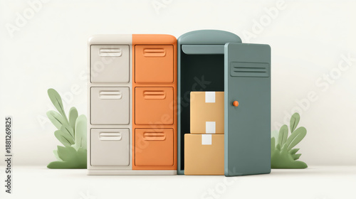 Wallpaper Mural Minimalist community parcel locker system design for efficient package delivery Torontodigital.ca