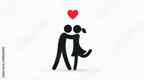 Wallpaper Mural Minimalist dancing couple silhouette with heart for romantic design Torontodigital.ca