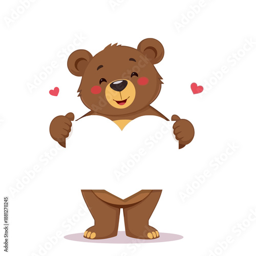 Cute Brown Bear with Hearts
