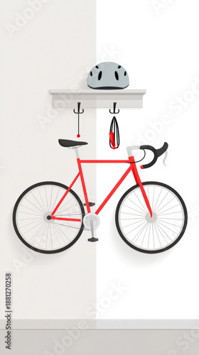 Wallpaper Mural Efficient entryway bike storage solution with wall mounted rack and hooks for organizing accessories Torontodigital.ca