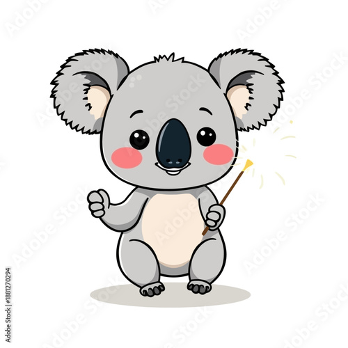 Cute Cartoon Koala with Sparkler