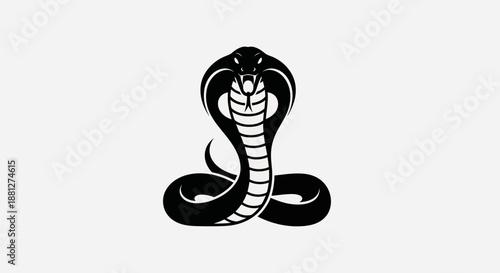 Black cobra illustration on a white background simple vector graphic