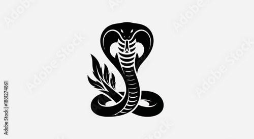 Black cobra illustration on white background vector design for various uses
