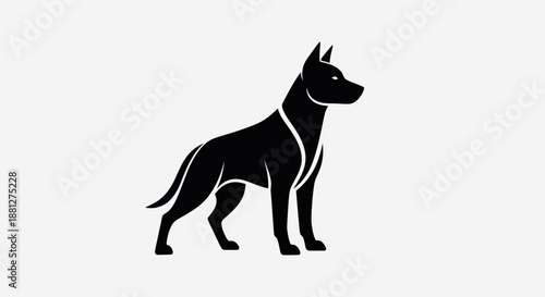 Black dog silhouette illustration against white background for design elements
