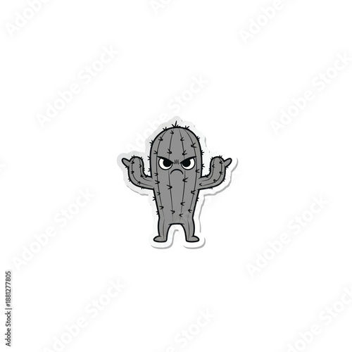 Angry Cactus Character Cartoon.