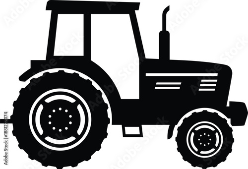 Farm tractor silhouette side view icon isolated on white background vector illustration for agriculture farming machinery design