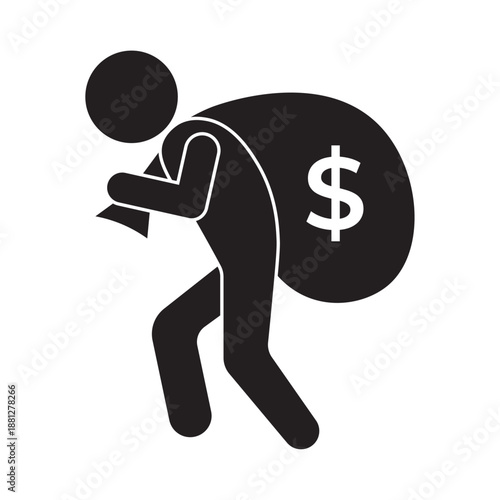money robber flat icon vector