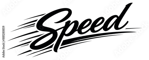 Bold graphic illustration of the word speed depicting quick motion for branding and sports