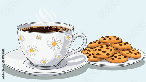 Coffee and Cookies Still Life - Illustration