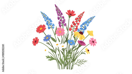 Colorful Wildflower Bouquet Illustration