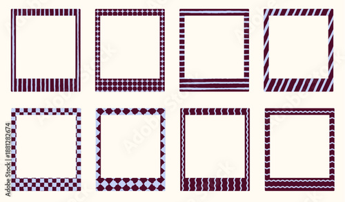 square frame with striped lines pattern, wavy lines collection vector set