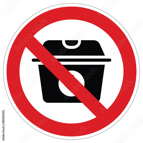 Official prohibition sign indicating no food or drink containers allowed within restricted premises