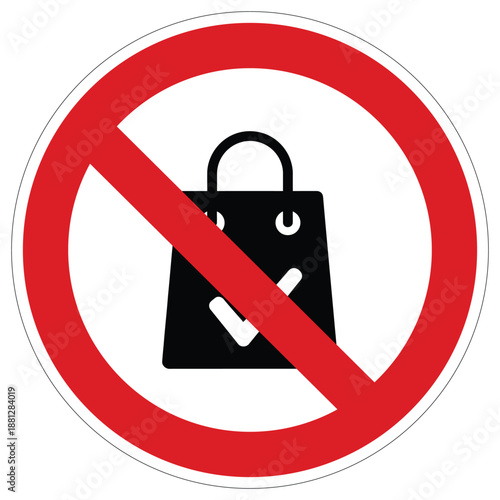 Prohibition sign clearly indicating no shopping or external purchases allowed inside designated areas