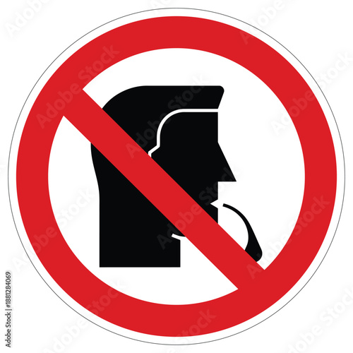 Prohibition sign depicting a human profile spitting, indicating a strict no spitting policy in the vicinity