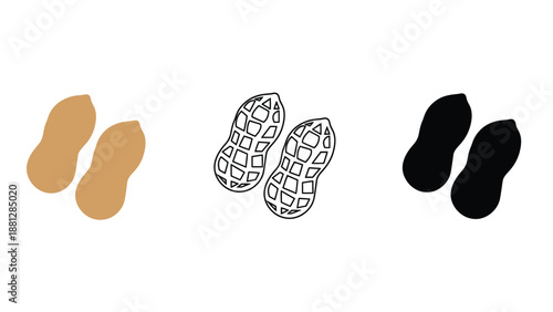 A colorful illustration of peanuts in different shades and styles.