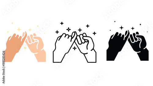 A colourful vector illustration of a diverse business team and group of people holding hands as a silhouette concept symbol of love and unified partnership