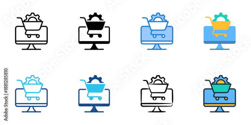 Procurement Software icons set multiple style collection. Editable stroke 
