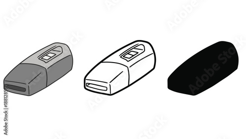 A collection of three different car key fob designs on a white background