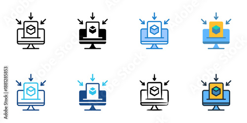 Supplier Database icons set multiple style collection. Editable stroke 
