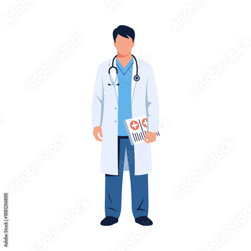 Doctor with Stethoscope and Medical Chart, Professional Healthcare Provider